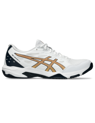 Asics Men's Gel Rocket 11 Indoor Court Shoes White Pure Gold Comparez et commandez 