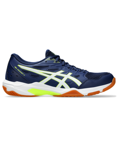 Asics Men's Gel Rocket 11 Indoor Court Shoes Blue Expanse Safety Yellow Dans la société mordern