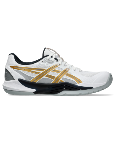 Asics Men's Powerbreak FF Indoor Court Shoes White Rich Gold la colonne vertébrale