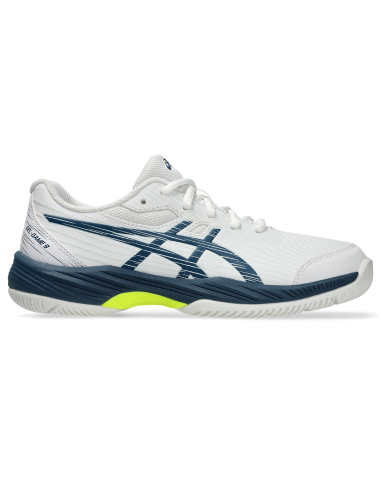 Asics Junior Gel Game 9 Tennis Shoes White Mako Blue Découvrez la collection