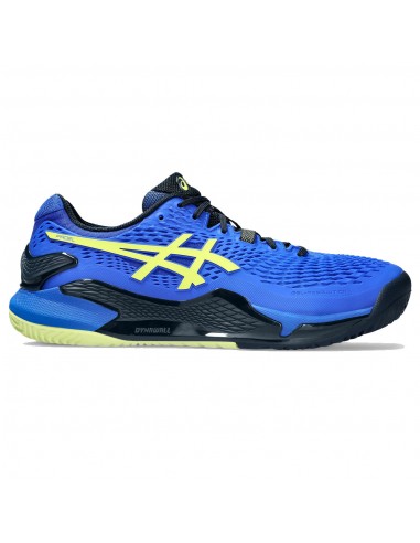 Asics Men's Gel Resolution 9 Padel Shoes Illusion Blue Glow Yellow destockage