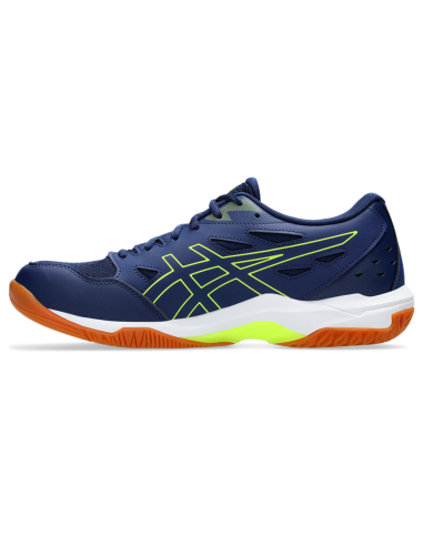 Asics Men's Gel Rocket 11 Indoor Court Shoes Blue Expanse Safety Yellow Dans la société mordern