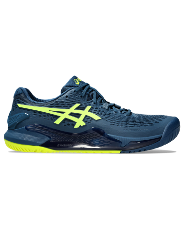 Asics Men's Gel Resolution 9 Tennis Shoes Mako Blue Safety Yellow pas cheres